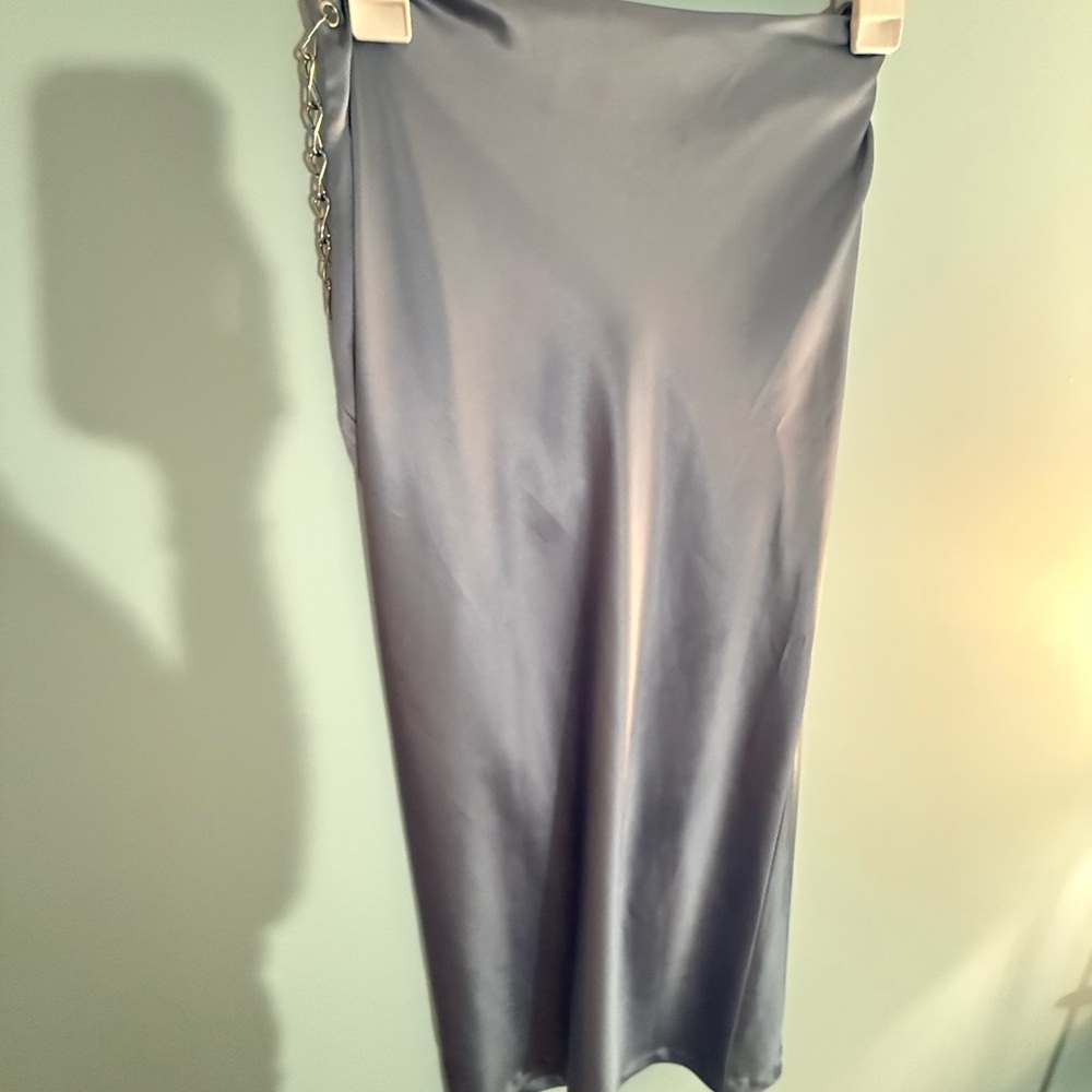 Tiger Mist Sleek Silver Midi Skirt